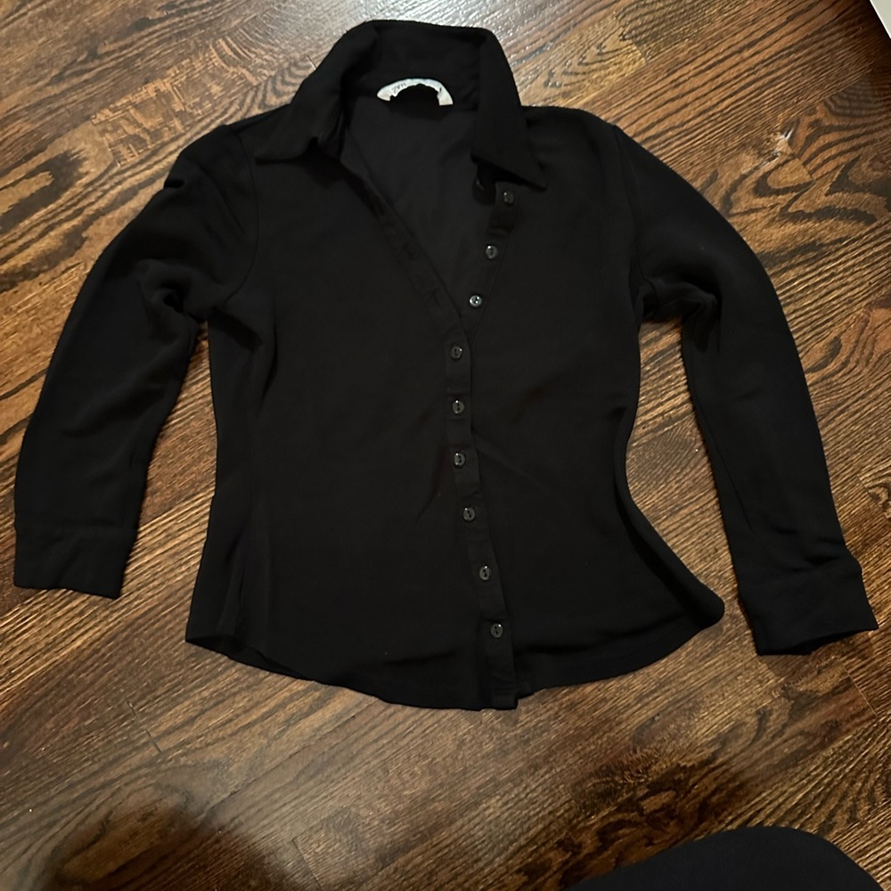 Zara Black Button-Down Shirt